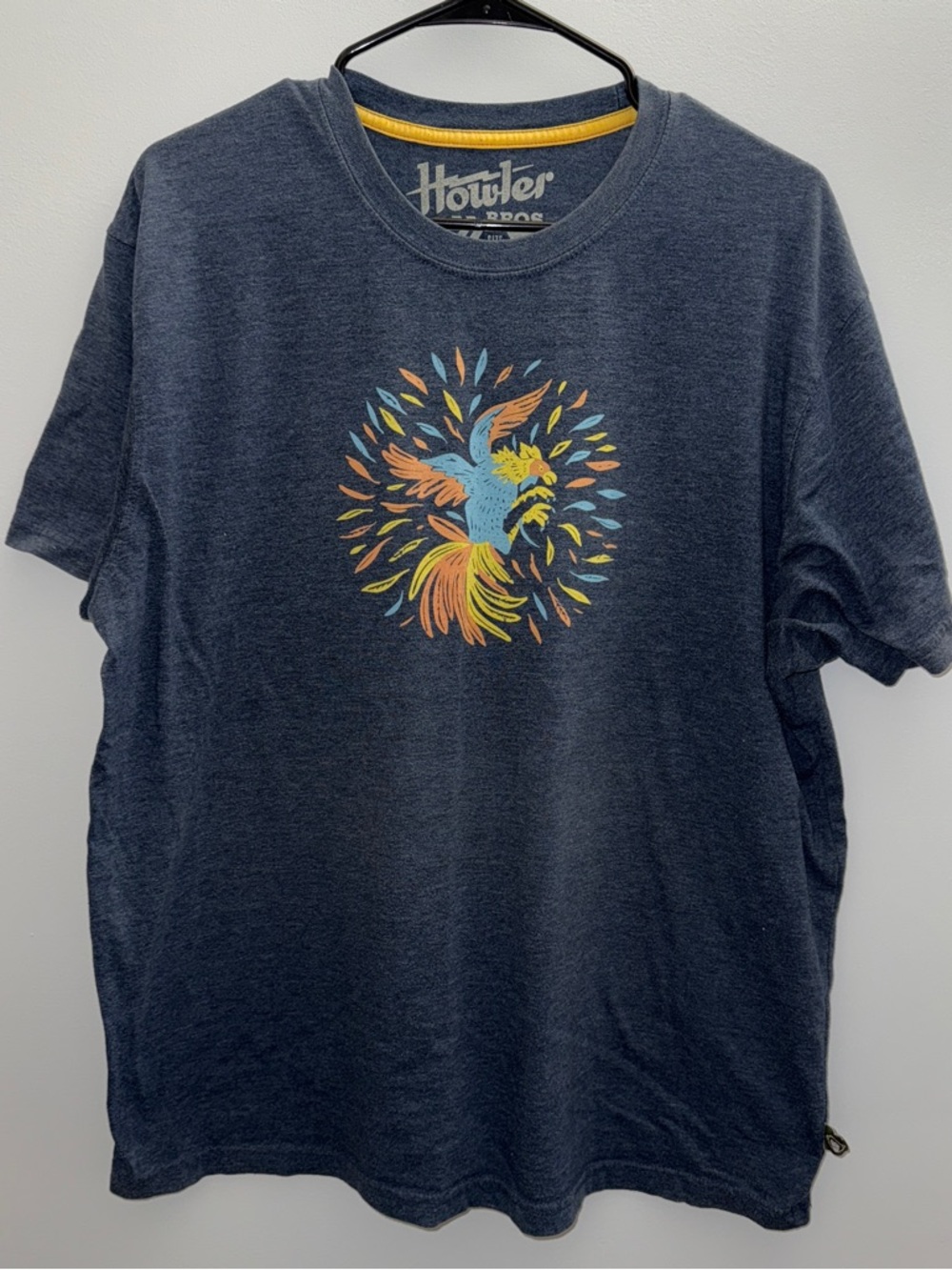 Howler Brothers Navy Tee with Multicolor Bird Burst Graphic